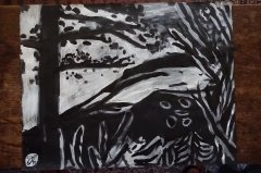 6. Běloba na černém papíře, 50 x 65 cm